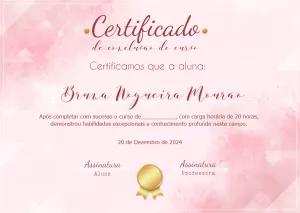 Certificado de Conclusão de Curso Rosa Aquarela para Editar