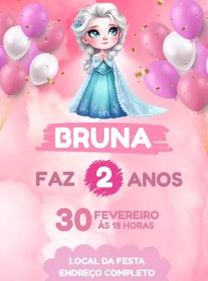 Convite de Aniversário Frozen Elsa Rosa para Editar Online