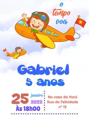 Convite Aniversário Aviador Menino para Editar Online