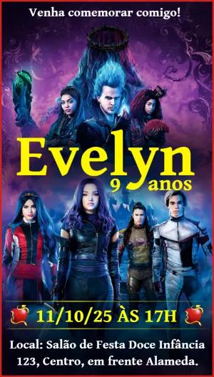Convite Aniversário Os Descendentes com Personagens para Editar