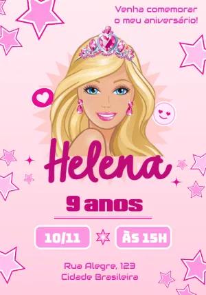 Convite de Aniversário Barbie Princesa para Editar Online