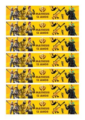 Rótulo de Garrafa Fortnite com Personagens para Editar Online