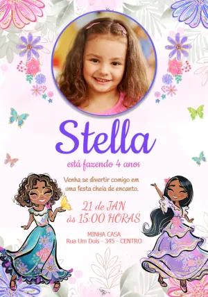 Convite de Aniversário Encanto com Foto para Editar Online