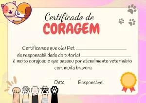 Certificado de Coragem Pet Fofo e Colorido para Editar Online