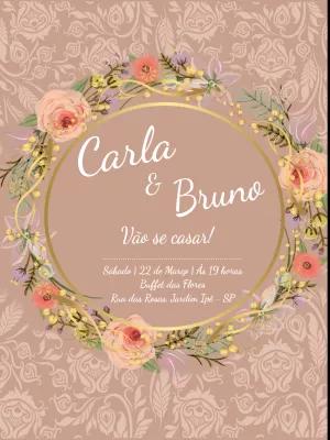 Convite de Casamento Provençal Floral para Editar Online