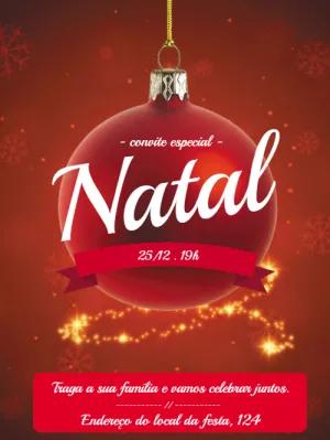 Convite de Natal com Bola Vermelha para Editar Online