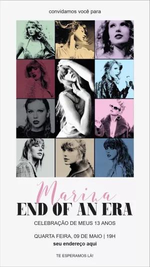Convite Aniversário Taylor Swift Eras Tour Editável Online