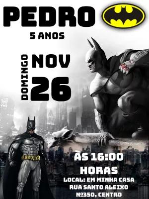 Convite de Aniversário Batman para Editar Online