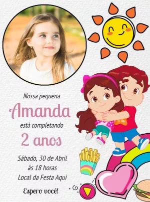 Convite Aniversário Maria Clara e JP com Foto para Editar Online