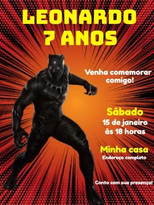 Convite Aniversário Pantera Negra para Editar Online