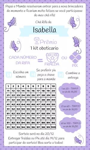 Convite Chá Rifa de Bebê Borboletas Lilás para Editar
