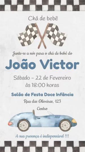 Convite Chá de Bebê Carrinho de Corrida para Editar