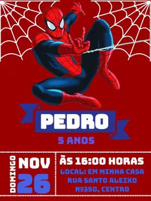 Convite Aniversário Homem Aranha para Editar Online