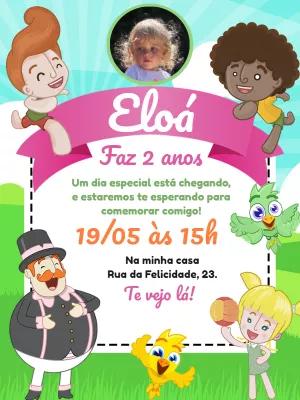 Convite Aniversário Mundo Bita com Foto para Editar Online