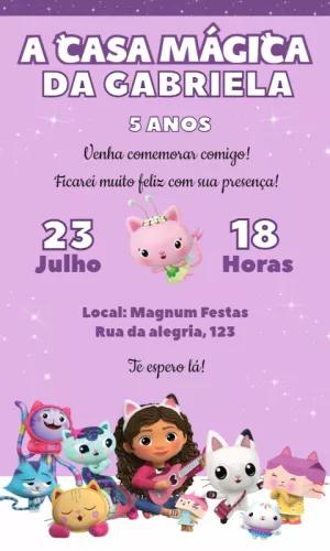 Convite Aniversário A Casa Mágica da Gabby para Editar Online