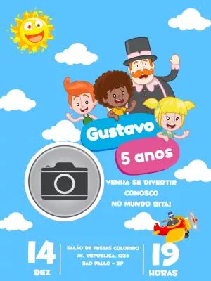 Convite de Aniversário Mundo Bita com Foto para Editar Online