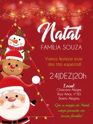 Convite de Natal com Personagens Fofos para Editar Online