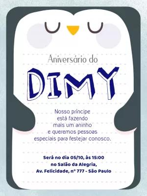 Convite de Aniversário Pinguim Fofo para Editar Online