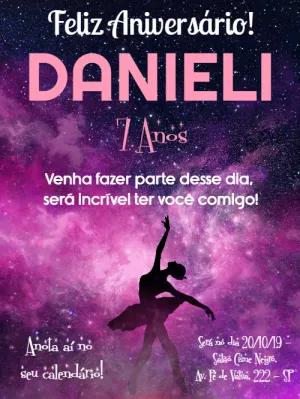 Convite Aniversário Bailarina na Galáxia para Editar Online