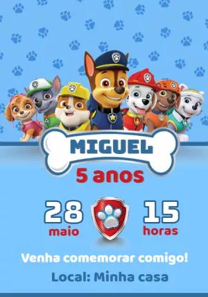 Convite de Aniversário Patrulha Canina para Editar Online
