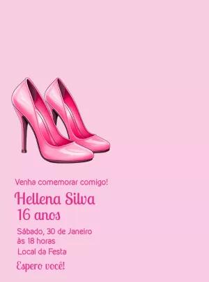 Convite de Aniversário Salto Alto Rosa para Editar Online