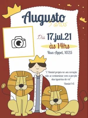 Convite Aniversário Daniel na Cova dos Leões com Foto para Editar