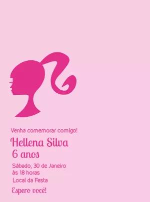 Convite de Aniversário Barbie Silhueta para Editar Online