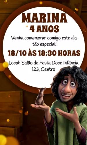 Convite Aniversário Encanto Bruno Madrigal para Editar Online