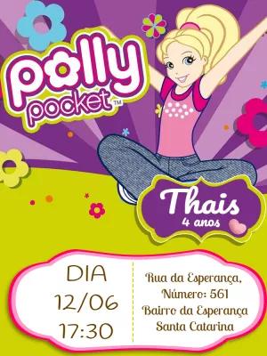 Convite de Aniversário Polly Pocket para Editar Online