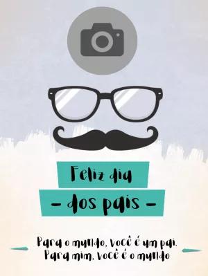 Cartão Dia dos Pais com Bigode e Foto para Editar Online