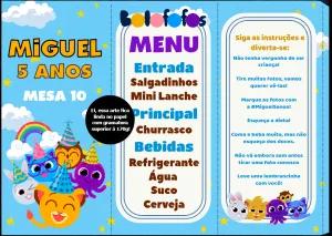 Menu de Aniversário Bolofofos para Editar Online