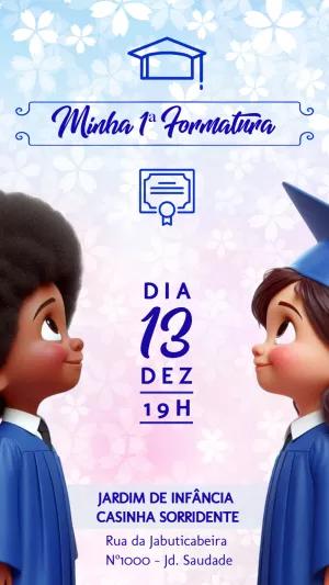 Convite Formatura Infantil com Crianças para Editar Online