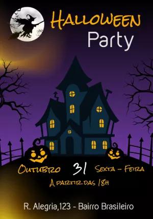 Convite Festa de Halloween Assustador para Editar Online