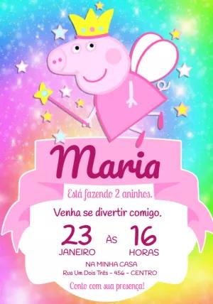 Convite Aniversário Peppa Pig Fada para Editar Online