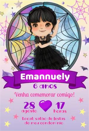 Convite de Aniversário Wandinha Addams para Editar Online