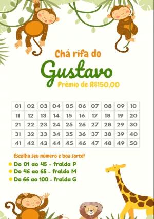 Rifa Chá de Bebê Safari com Animais para Editar Online