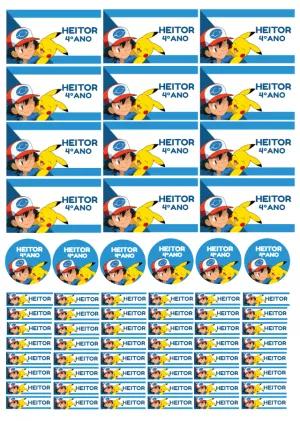 Kit de Etiquetas Escolares Pokémon para Editar e Imprimir