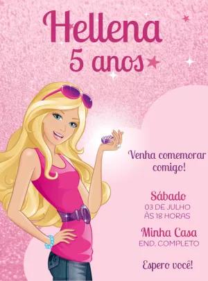 Convite de Aniversário Barbie Editável Online para Imprimir