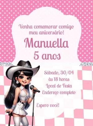 Convite Aniversário Cantora Boiadeira para Editar Online