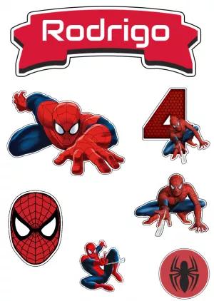 Topo de Bolo Homem Aranha para Editar e Imprimir Online