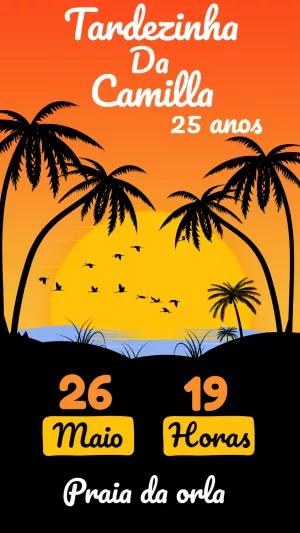 Convite Aniversário Tardezinha na Praia para Editar Online