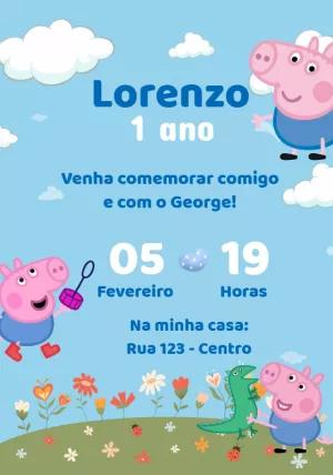 Convite de Aniversário George Pig para Editar Online