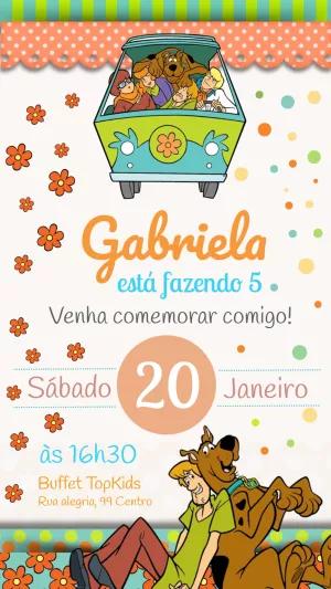 Convite de Aniversário Scooby Doo com a Turma para Editar
