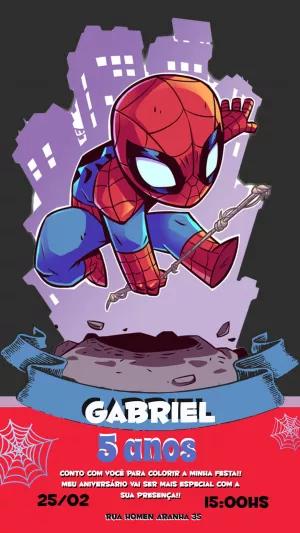 Convite de Aniversário Homem-Aranha para Editar Online