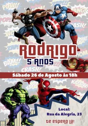 Convite de Aniversário Vingadores para Editar Online