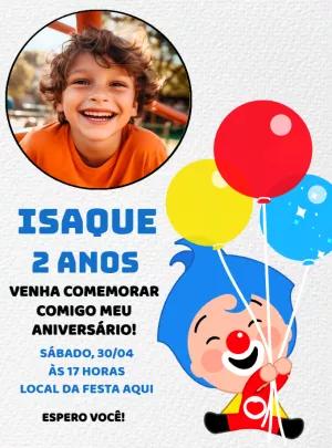 Convite Aniversário Plim Plim com Foto para Editar Online