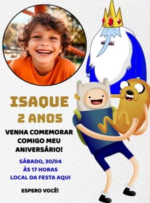 Convite Aniversário Hora de Aventura com Foto para Editar Online