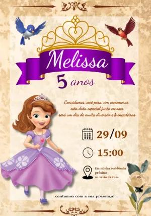 Convite de Aniversário Princesinha Sofia para Editar Online