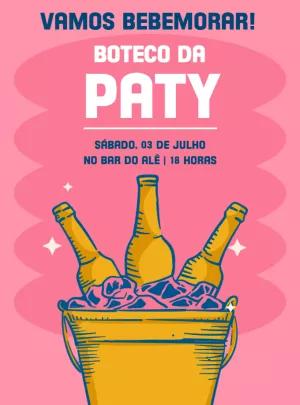 Convite Aniversário Boteco com Cerveja para Editar Online