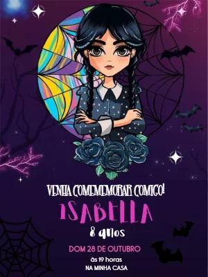 Convite Wandinha Addams Aniversário Editável Online